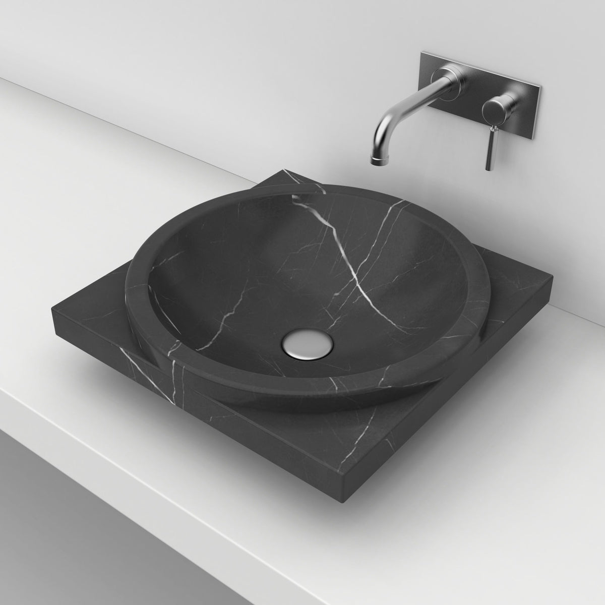 Somaya Portoro Marble Vessel Sink, countertop hero lifestyle view
