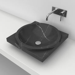 Somaya Portoro Marble Vessel Sink, countertop hero lifestyle view