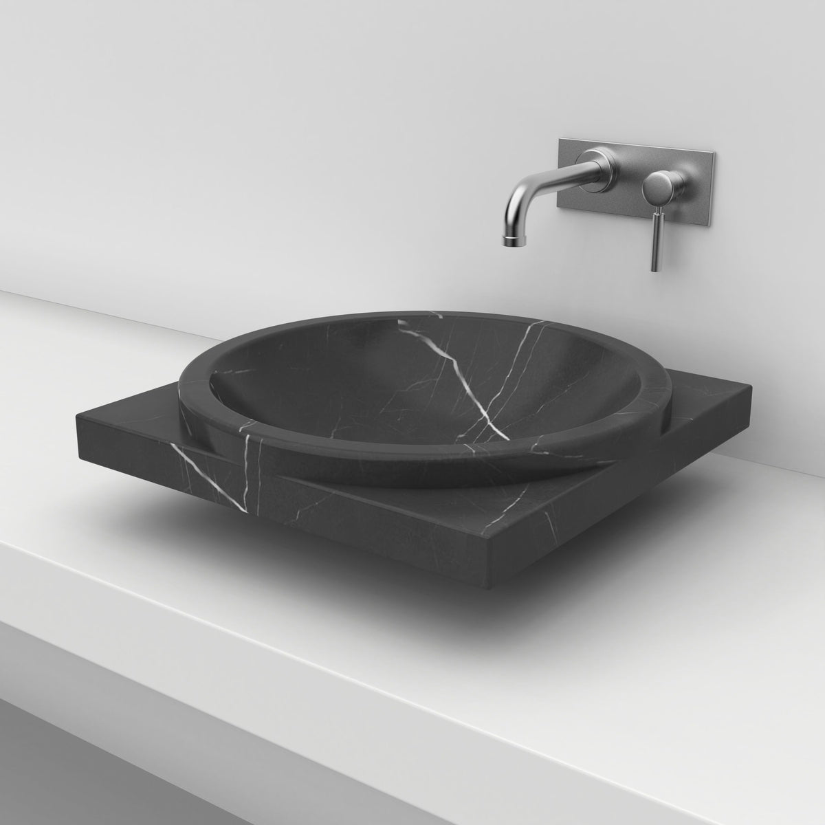 Somaya Portoro Marble Vessel Sink, second countertop lifestyle angle