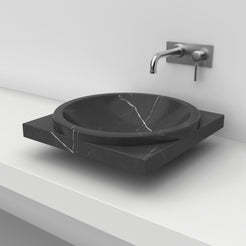 Somaya Portoro Marble Vessel Sink, second countertop lifestyle angle