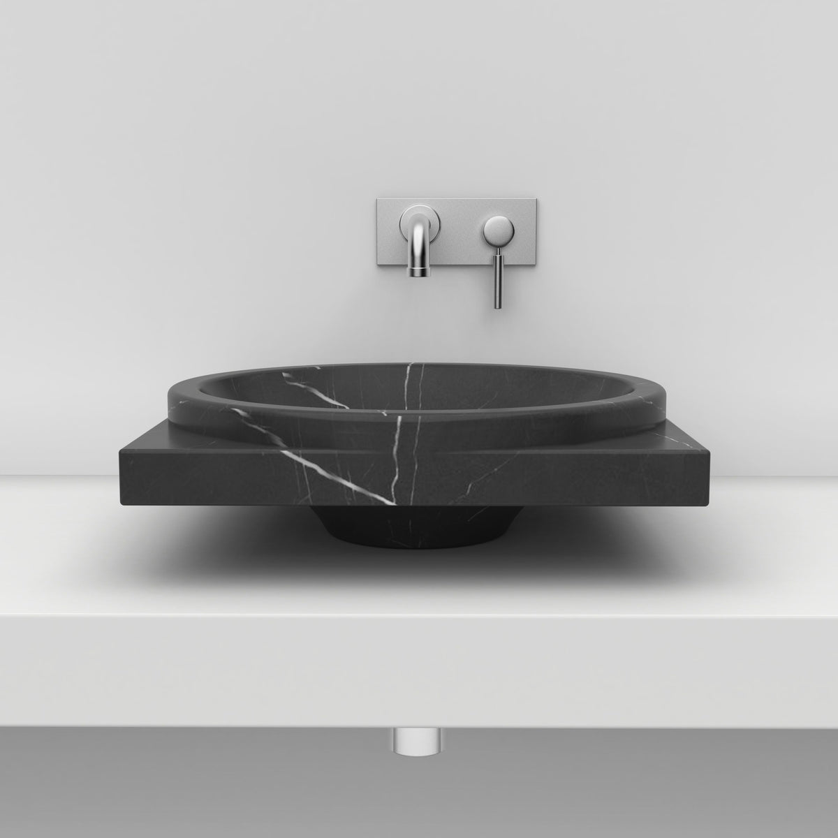 Somaya Portoro Marble Vessel Sink, front profile and overall form