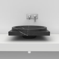 Somaya Portoro Marble Vessel Sink, front profile and overall form