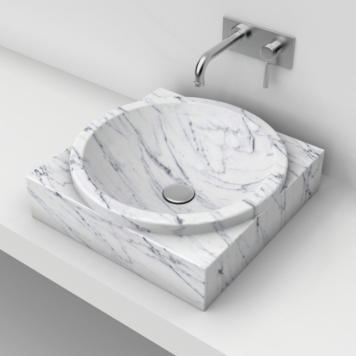 Somila Carrara Marble Vessel Sink, countertop hero lifestyle view