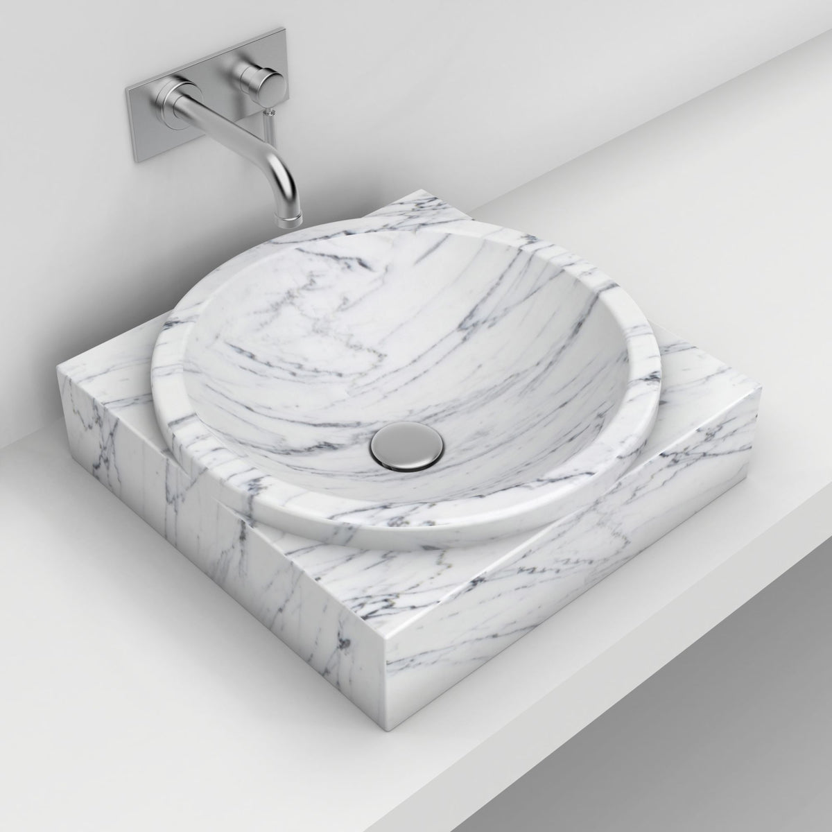 Somila Carrara Marble Vessel Sink, alternate countertop lifestyle view