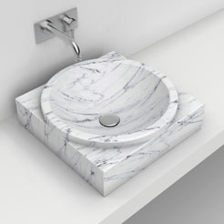 Somila Carrara Marble Vessel Sink, alternate countertop lifestyle view