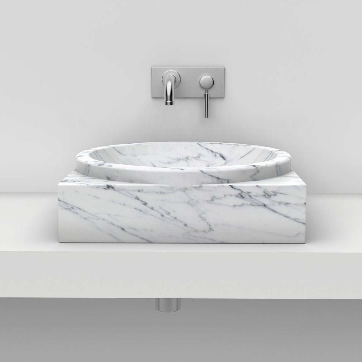 Somila Carrara Marble Vessel Sink, front profile and overall form