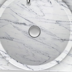 Somila Carrara Marble Vessel Sink, bowl interior, rim and material detail