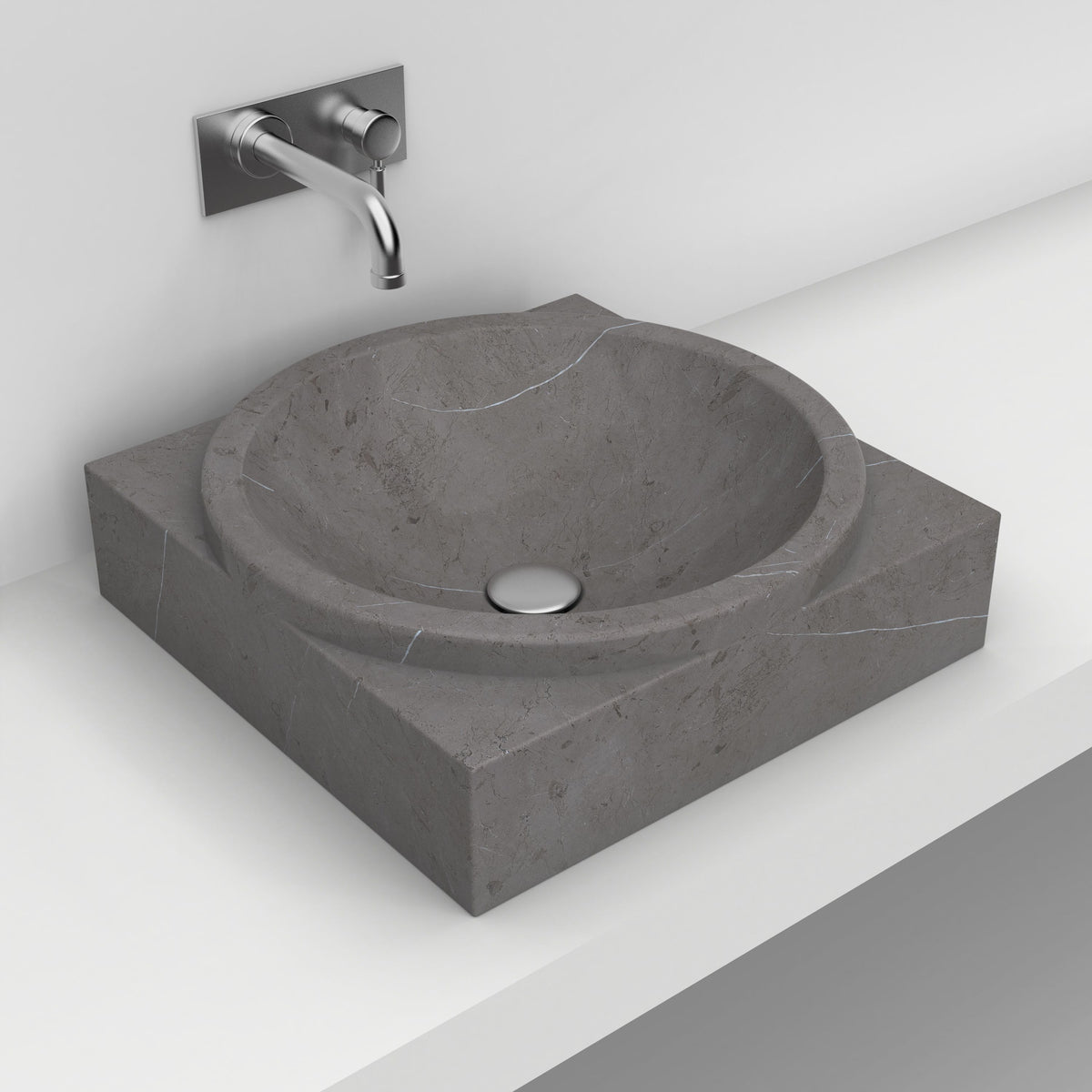 Somila Perlato Marble Vessel Sink, second countertop lifestyle angle