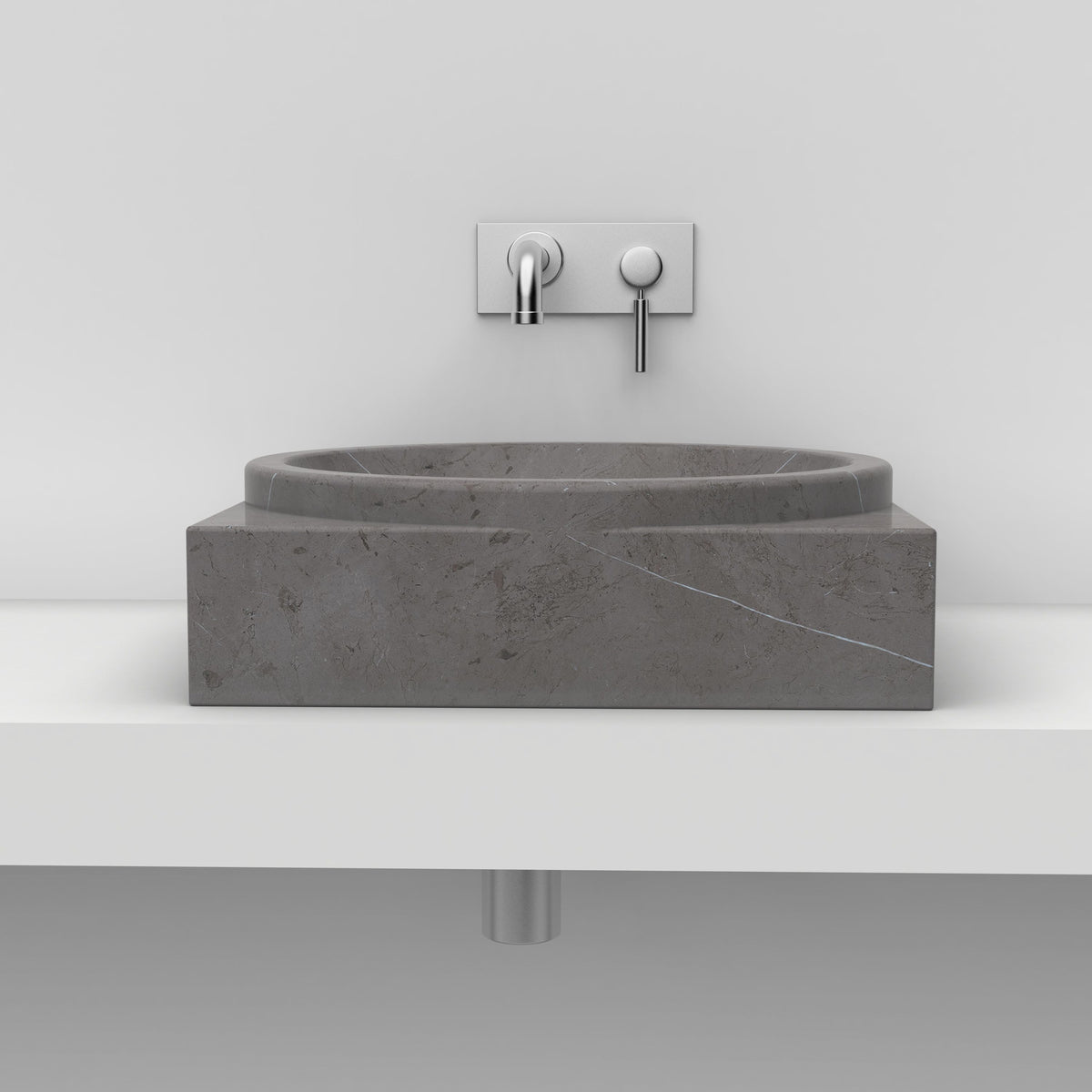 Somila Perlato Marble Vessel Sink, front profile and overall form