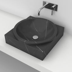 Somila Portoro Marble Vessel Sink, countertop hero lifestyle view