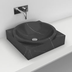 Somila Portoro Marble Vessel Sink, alternate countertop lifestyle view
