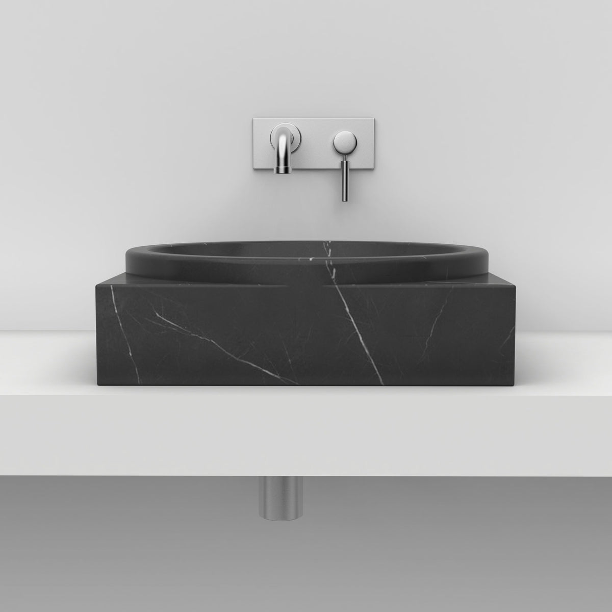 Somila Portoro Marble Vessel Sink, front profile and overall form