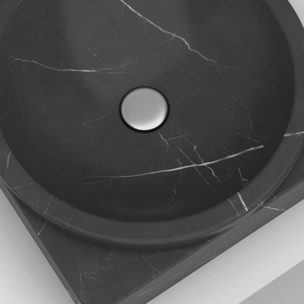 Somila Portoro Marble Vessel Sink, bowl interior, rim and material detail