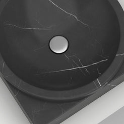 Somila Portoro Marble Vessel Sink, bowl interior, rim and material detail