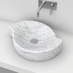 Sommer Carrara Marble Vessel Sink, countertop hero lifestyle view