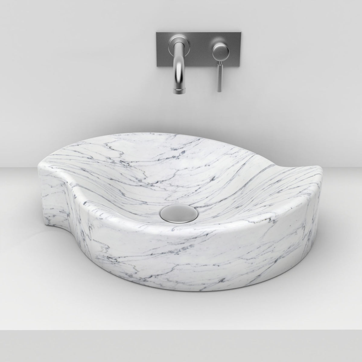 Sommer Carrara Marble Vessel Sink, second countertop lifestyle angle
