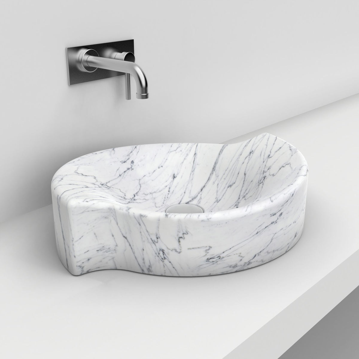 Sommer Carrara Marble Vessel Sink, alternate countertop lifestyle view