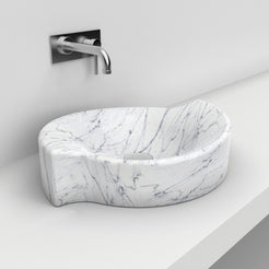 Sommer Carrara Marble Vessel Sink, alternate countertop lifestyle view