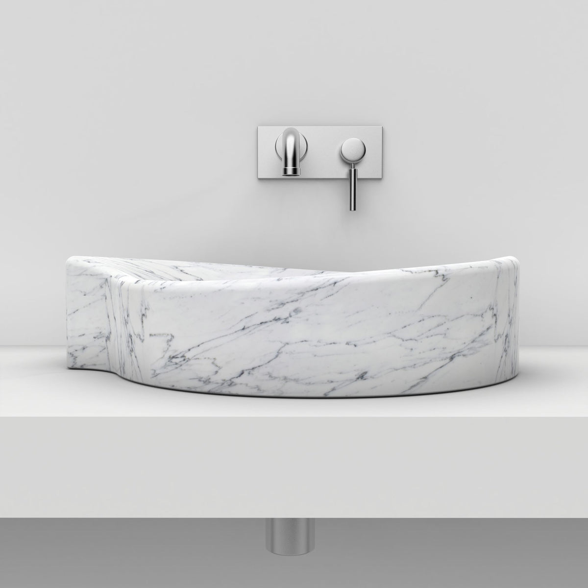 Sommer Carrara Marble Vessel Sink, front profile and overall form