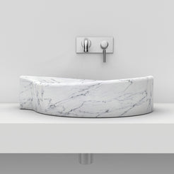 Sommer Carrara Marble Vessel Sink, front profile and overall form