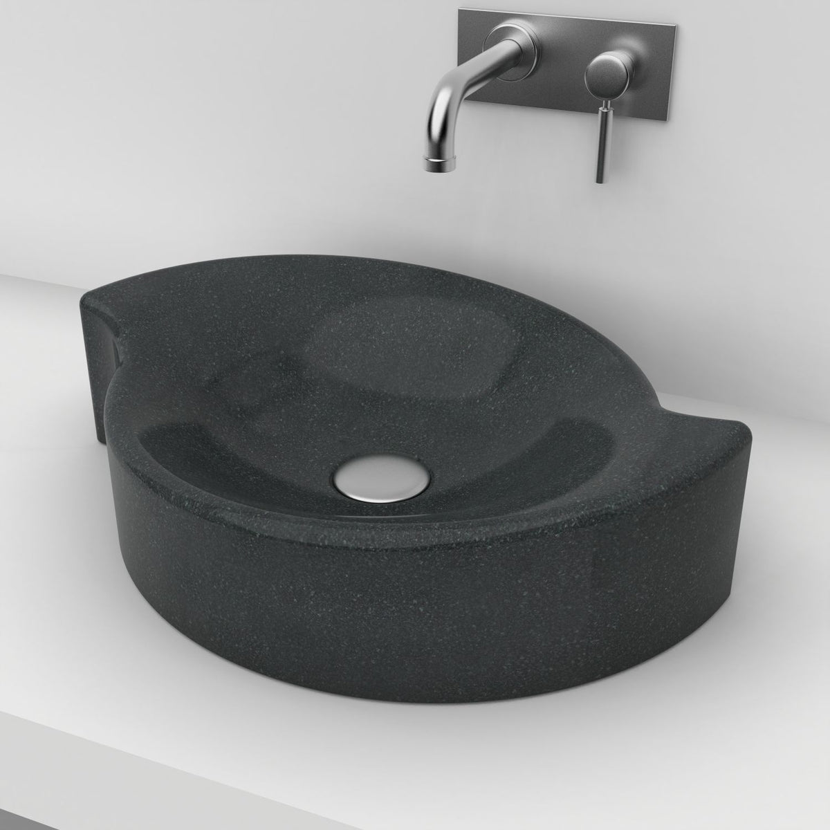 Sommer Neroco stone vessel sink, angled view