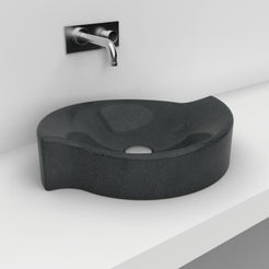 Sommer Neroco stone vessel sink, side angled view