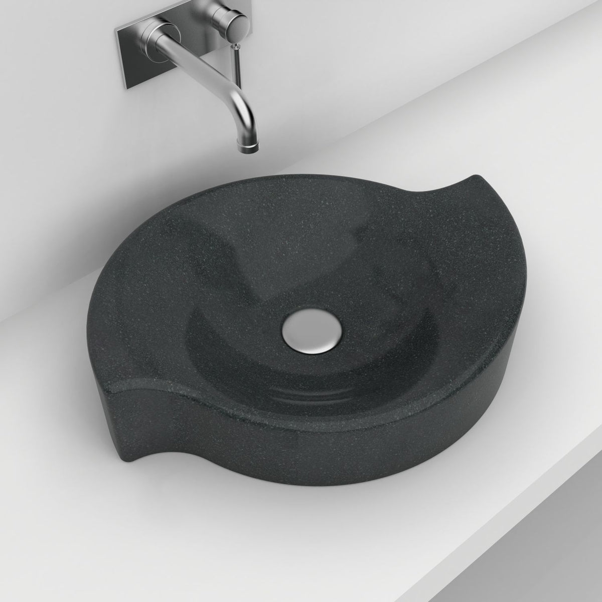 Sommer Neroco stone vessel sink, overhead view