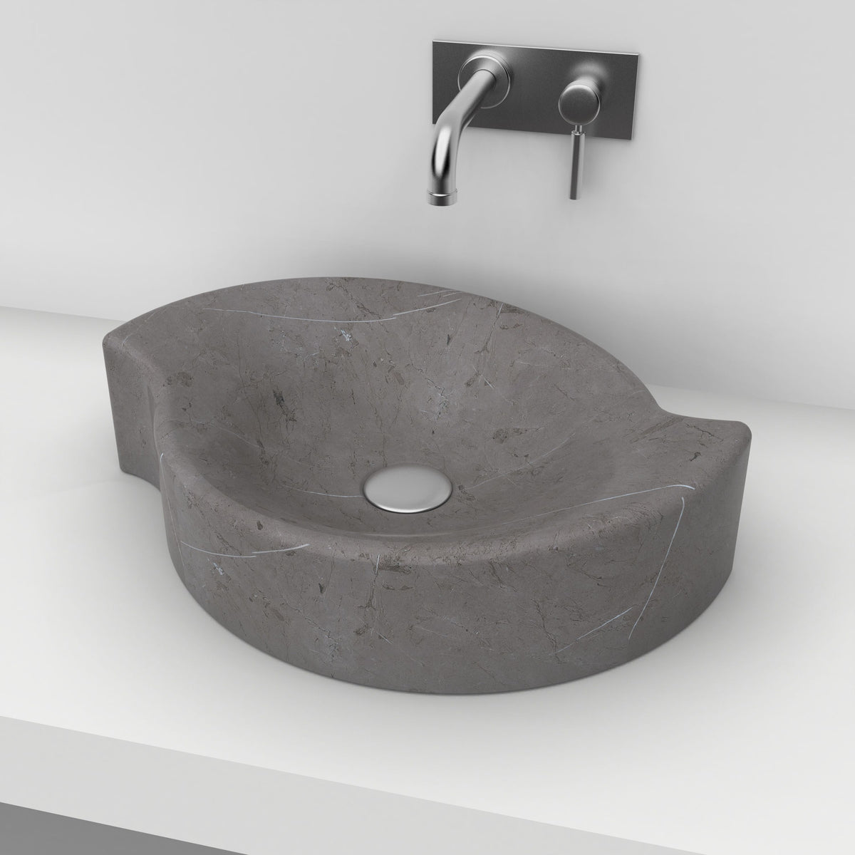 Sommer Perlato Marble Vessel Sink, countertop hero lifestyle view