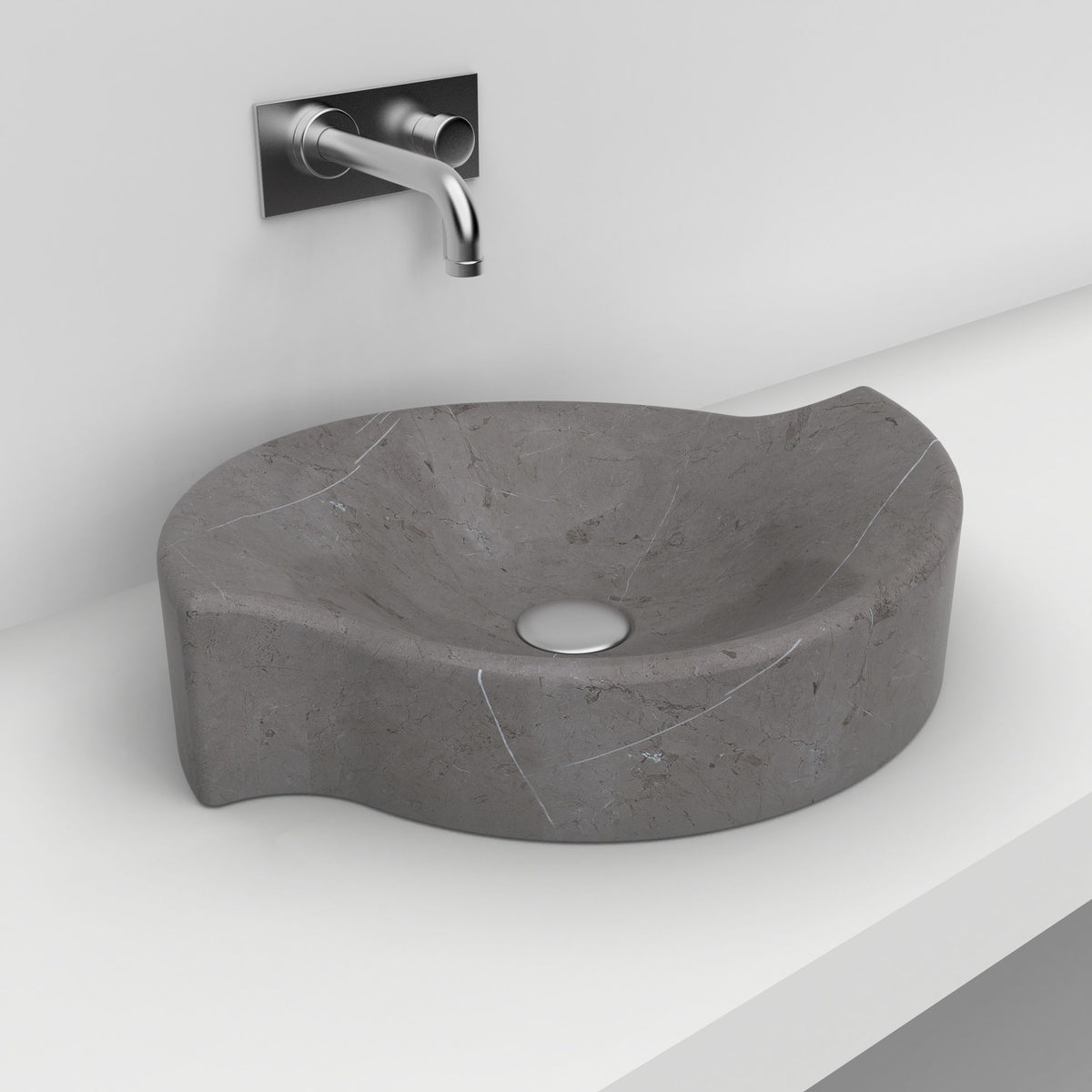Sommer Perlato Marble Vessel Sink, alternate countertop lifestyle view