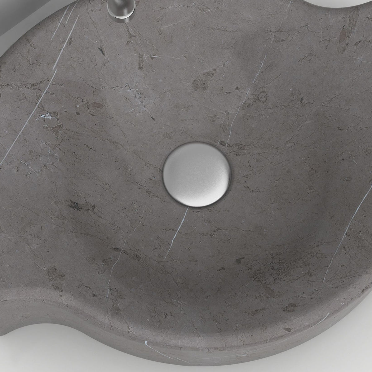 Sommer Perlato Marble Vessel Sink, bowl interior and material detail