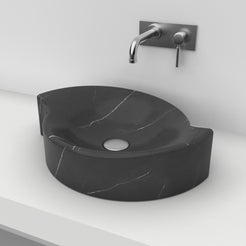 Sommer Portoro Marble Vessel Sink, countertop hero lifestyle view