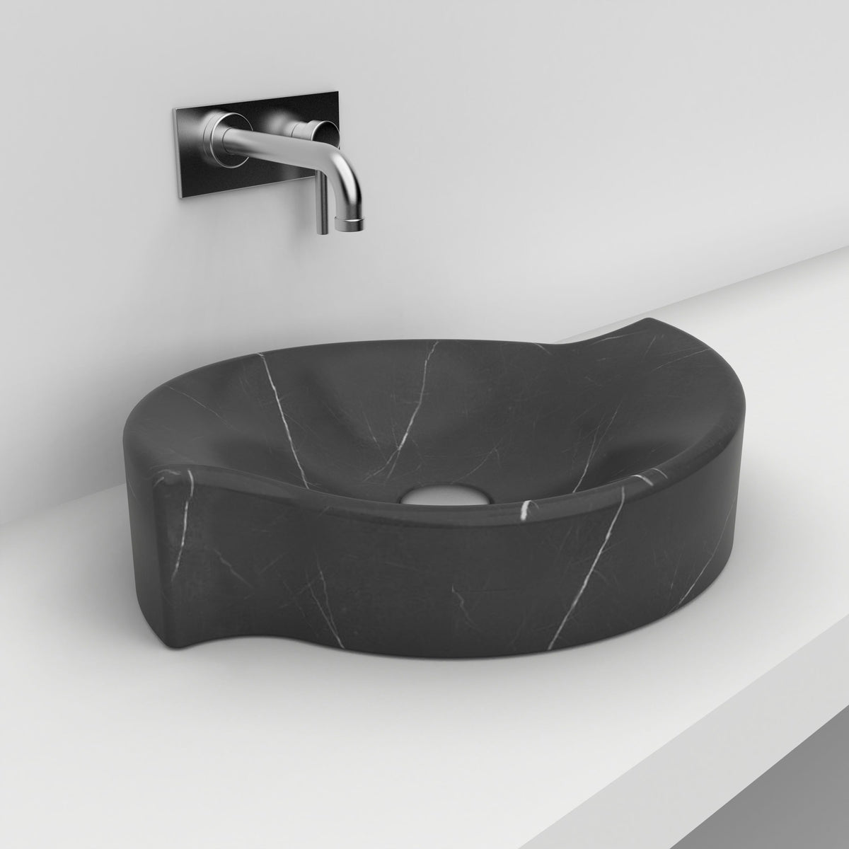 Sommer Portoro Marble Vessel Sink, alternate countertop lifestyle view