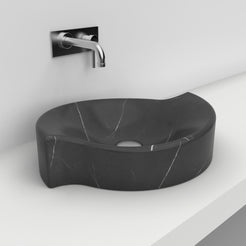 Sommer Portoro Marble Vessel Sink, alternate countertop lifestyle view