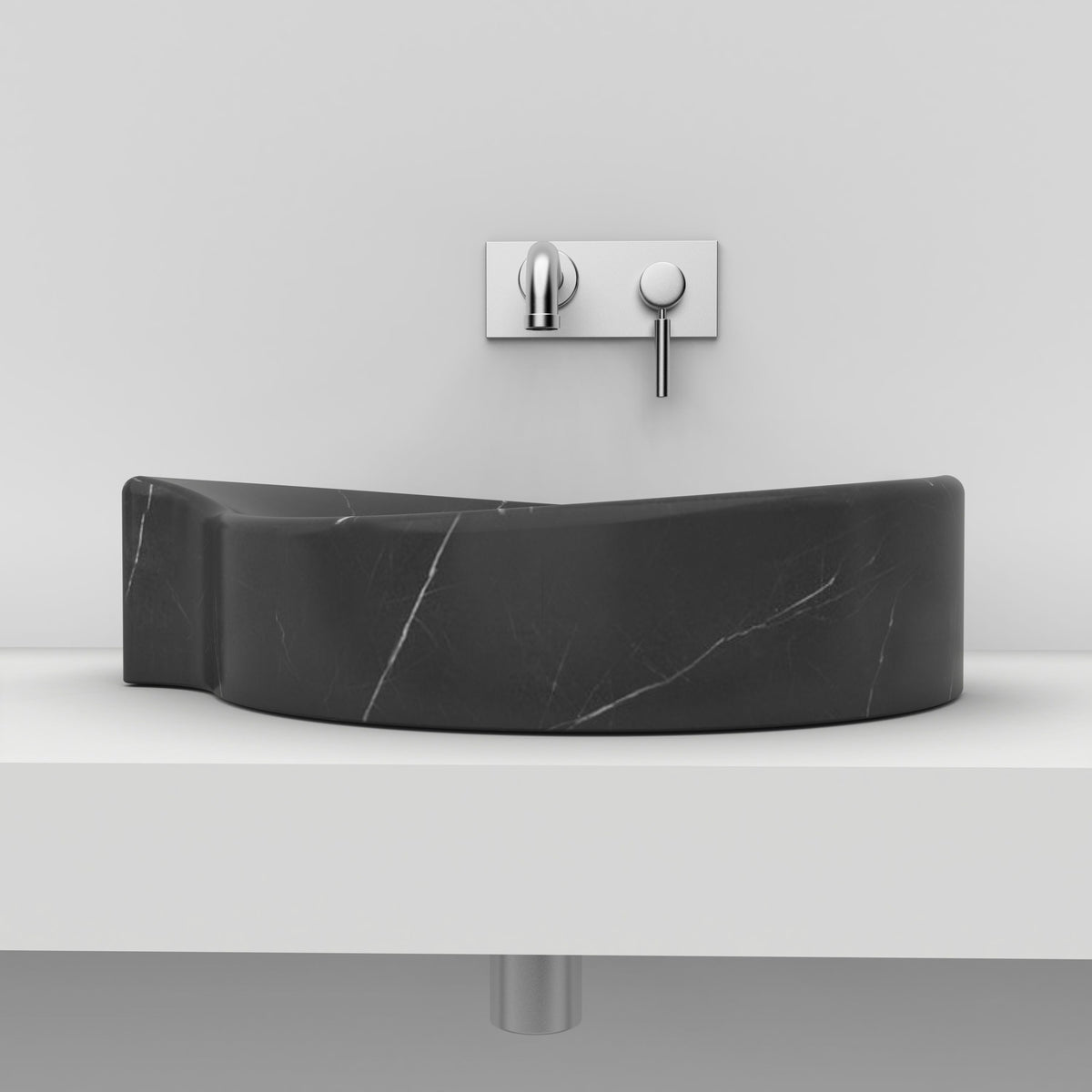 Sommer Portoro Marble Vessel Sink, overall form and side profile