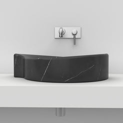 Sommer Portoro Marble Vessel Sink, overall form and side profile