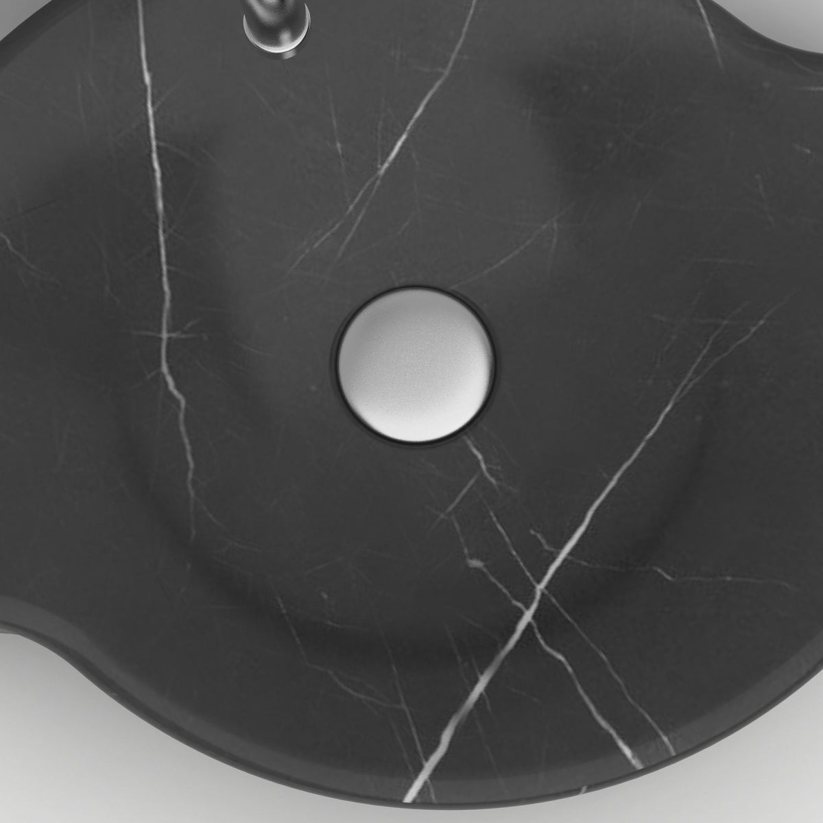 Sommer Portoro Marble Vessel Sink, bowl interior and material detail