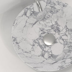 Sonaly Arabescato Stone Vessel Sink, bowl interior and material detail