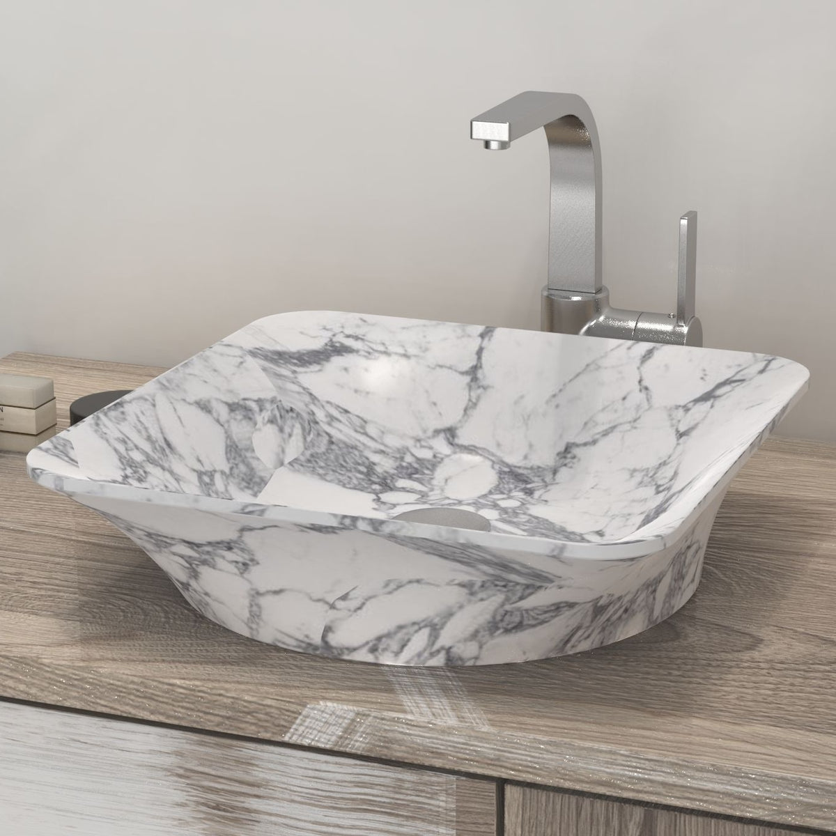 Sonary Arabescato Stone Vessel Sink, countertop hero lifestyle view