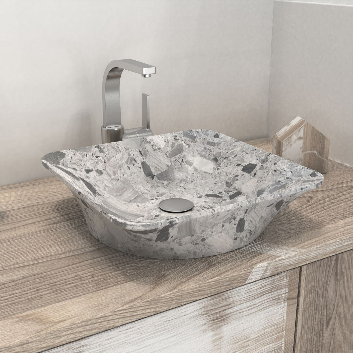 Sonary Carnico Marble Vessel Sink, countertop hero lifestyle view