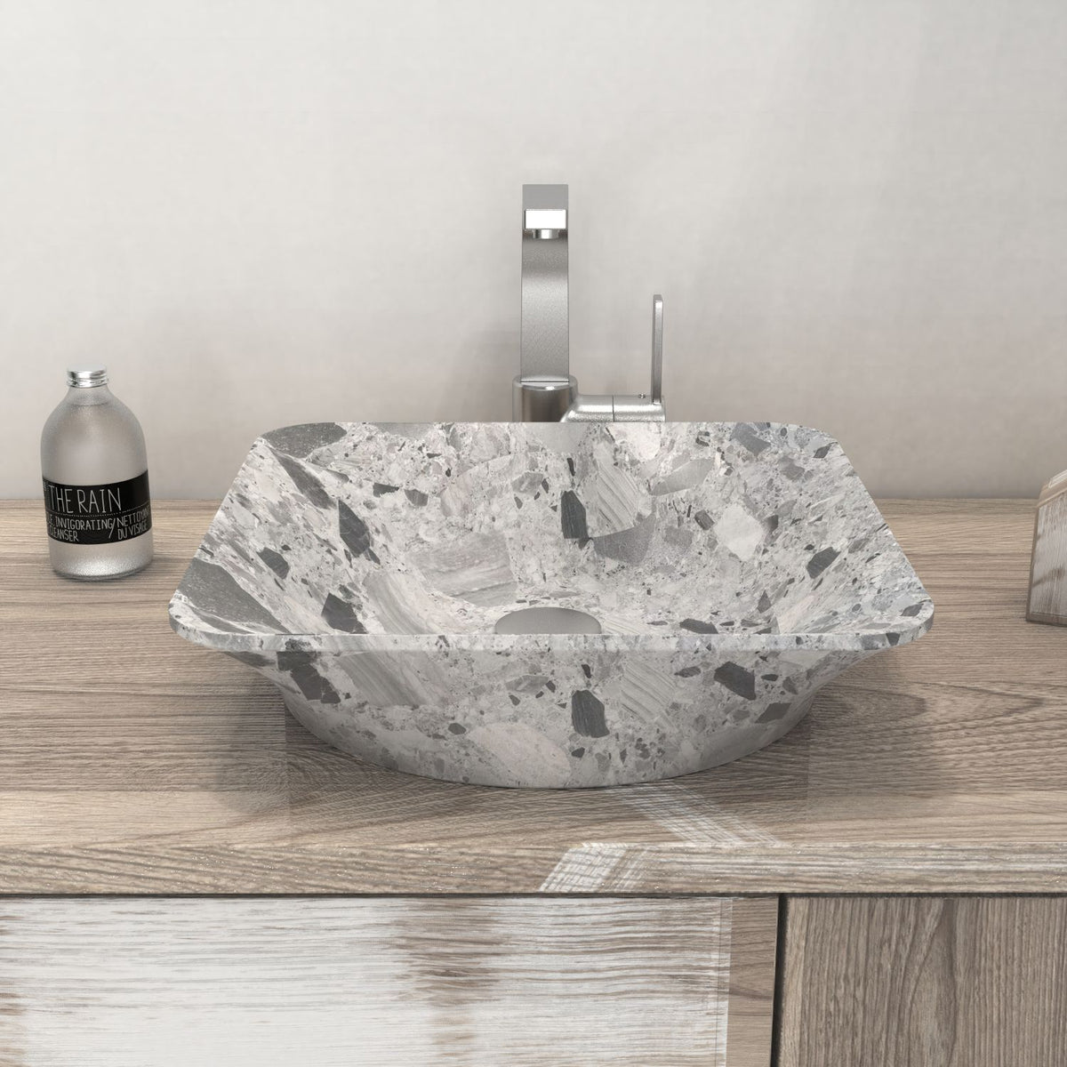 Sonary Carnico Marble Vessel Sink, alternate countertop lifestyle view