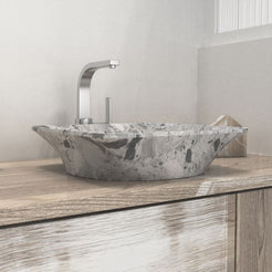 Sonary Carnico Marble Vessel Sink, overall form and side profile
