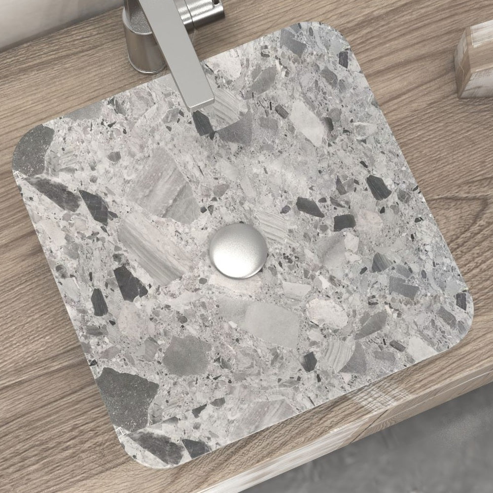 Sonary Carnico Marble Vessel Sink, bowl interior and material detail