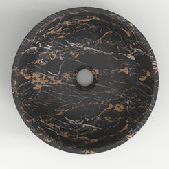 Sonika Galaxy Marble Vessel Sink, interior, rim and material detail