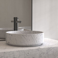 Sonila Carrara Marble Vessel Sink, second countertop lifestyle setting