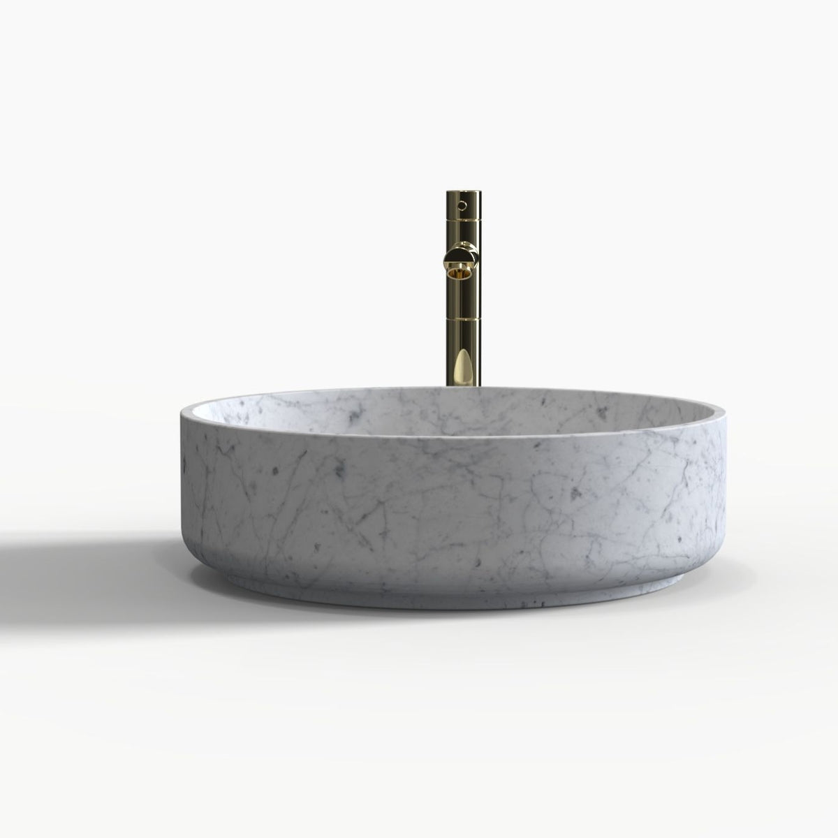 Sonila Carrara Marble Vessel Sink, overall shape and side profile