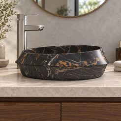 Sonita Galaxy Marble Vessel Sink — low frontal bathroom lifestyle