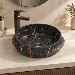 Sonita Galaxy Marble Vessel Sink, countertop hero lifestyle view