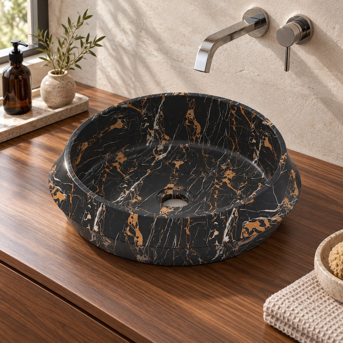 Sonita Galaxy Marble Vessel Sink, alternate countertop lifestyle angle