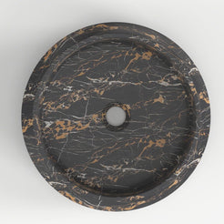 Sonita Galaxy Marble Vessel Sink, interior, rim and material detail