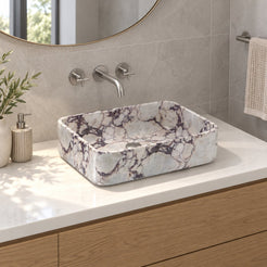 Sookie Calacatta Marble Vessel Sink — three-quarter bathroom lifestyle